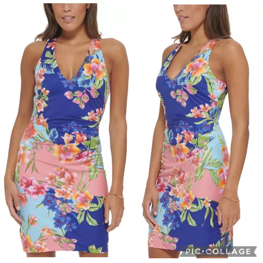 Guess Tropical Floral‎ Ruched Side Mini Dress 4